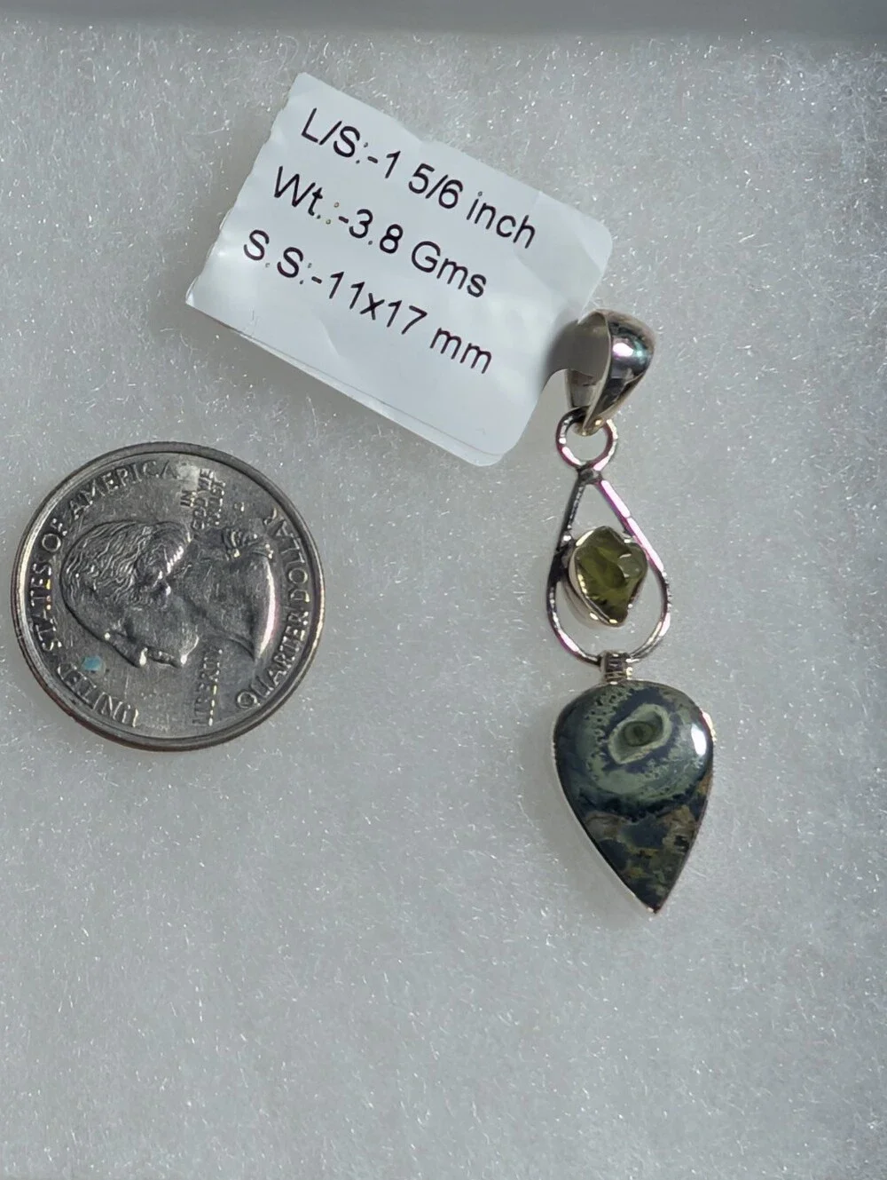 Star Galaxy Jasper And Rough Peridot Pendant, 925 Sterling Silver